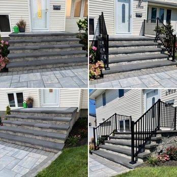 Liberty Fence & Railing - New steps deserve new railings. Before and after Liberty Fence & Railing installed 36" outdoor aluminum railings in Bellmore, NY. - Fences & Gates Near Me - Elmont, New York Liberty Fence & Railing - New steps deserve new railings. Before and after Liberty Fence & Railing installed 36" outdoor aluminum railings in Bellmore, NY. - Fences & Gates Near Me - Elmont, New York