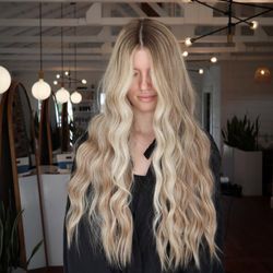 Gilded Hair Salon - Blonde highlights with 26" hair extensions