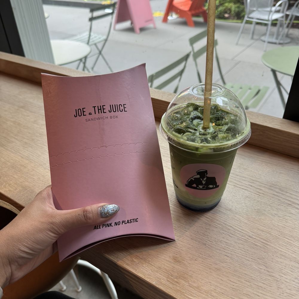 Tunacado and an iced blueberry matcha latte Tunacado and an iced blueberry matcha latte