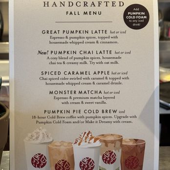 Sweetwaters Coffee & Tea - Seasonal Menu (Fall 25') - Bakeries Near Me - Naperville, Illinois
