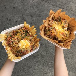 Asada fries and al pastor nachos Asada fries and al pastor nachos