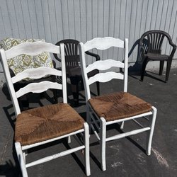 Jan's Cane Chair Restoration - New rush seats on farm style chairs