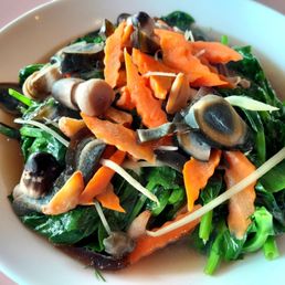 Bean shoots and straw mushrooms Bean shoots and straw mushrooms
