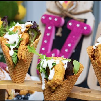 The Waffle Chic - Freshly made waffle cones with fried shrimp - Caterers Near Me - Lynbrook, New York