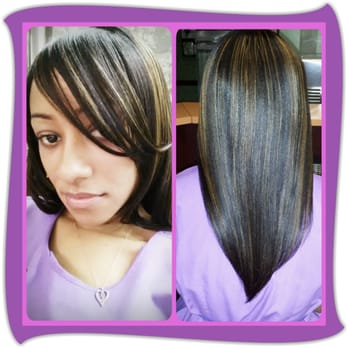 Lopez Beauty Salon - Golden Blonde highlights and side swoop bangs done by Agueda. - Hair Salons Near Me - Brooklyn, New York Lopez Beauty Salon - Golden Blonde highlights and side swoop bangs done by Agueda. - Hair Salons Near Me - Brooklyn, New York