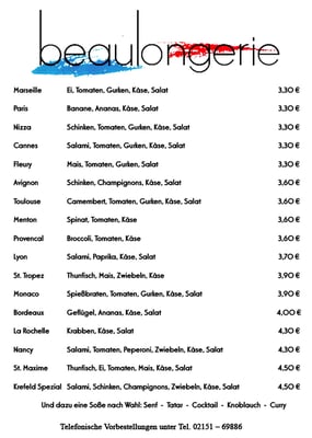 Menu photo 2 Beaulongerie Krefeld, NW Menu photo 2 Beaulongerie Krefeld, NW