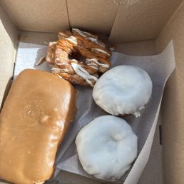 Maple bar, two Blueberry Breeze, and the Churro Maple bar, two Blueberry Breeze, and the Churro