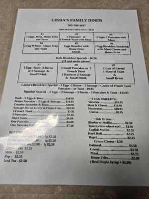 Menu photo 1 Linda's Family Diner Corfu, NY