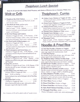 Menu photo 7 Thaiphoon Palo Alto, CA
