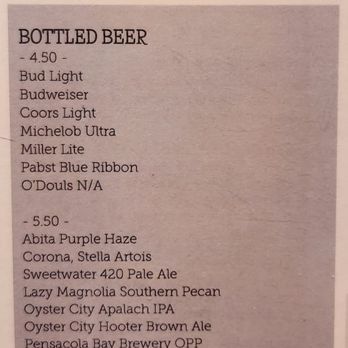 Five Sisters Blues Cafe - Adult beverage menu - Southern Near Me - Pensacola, Florida