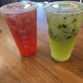 Zero Degrees - Cucumber Limeade and Strawberry Bliss - Bubble Tea Near Me - Summerlin, Nevada Zero Degrees - Cucumber Limeade and Strawberry Bliss - Bubble Tea Near Me - Summerlin, Nevada