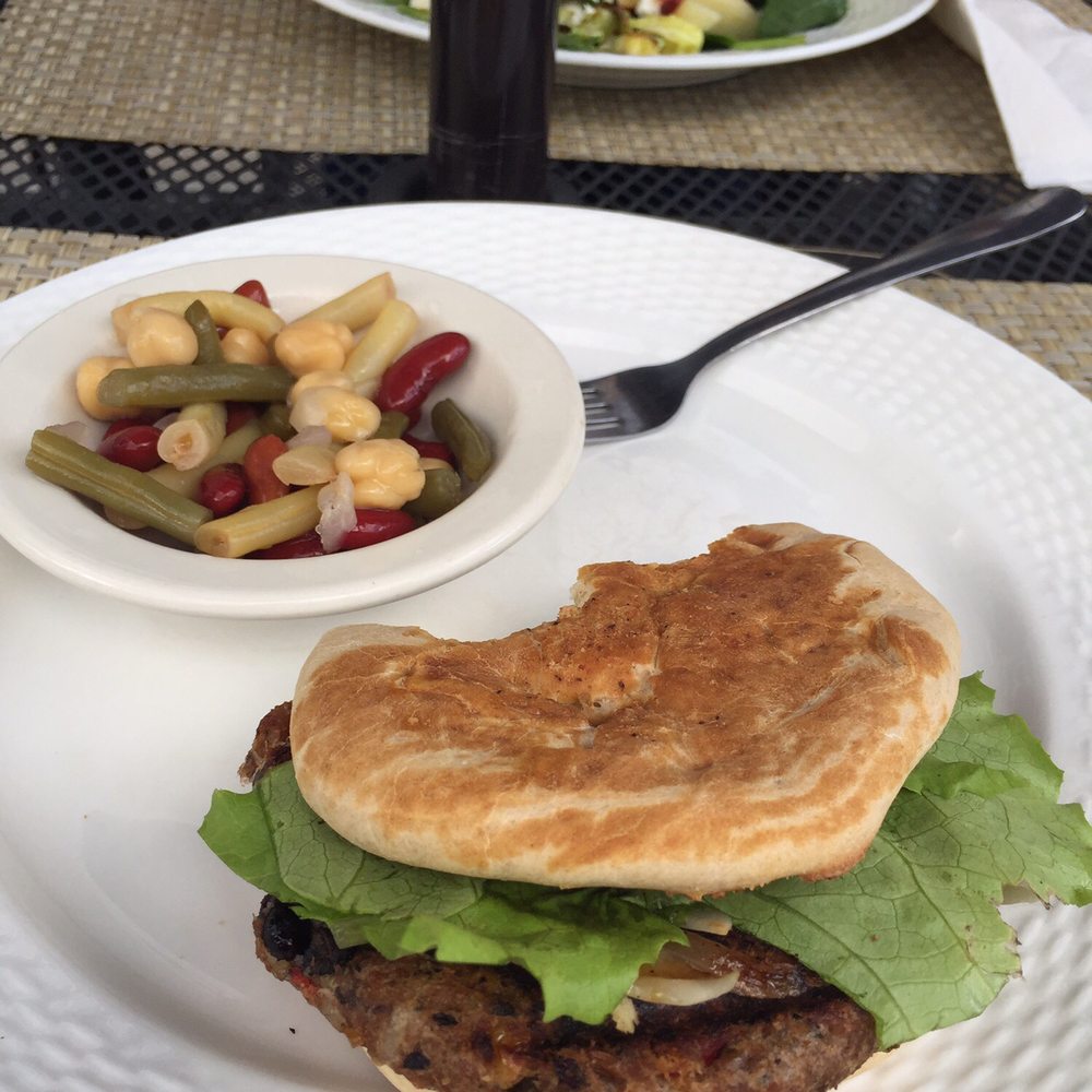 3-Grain Veggie Burger and 5-bean salad
