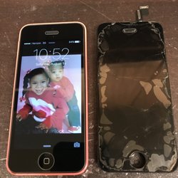 SCR iPhone Repair - iPhone 5C screen glass and damaged LCD repair