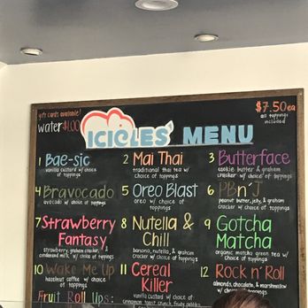 ICICLES - Menu - Ice Cream & Frozen Yogurt Near Me - San Jose, California ICICLES - Menu - Ice Cream & Frozen Yogurt Near Me - San Jose, California