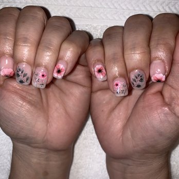 Avon Nails - Natural dip Nails with flower design - Nail Salons Near Me - Avon, Indiana Avon Nails - Natural dip Nails with flower design - Nail Salons Near Me - Avon, Indiana