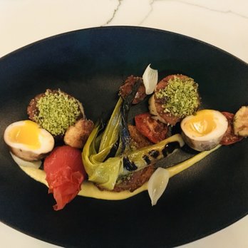 Blackbird - Scallops with fried green tomato and feta gnocchi - New American Near Me - Santa Barbara, California