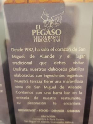 Menu photo 1 El Pegaso San Miguel de Allende, AGU