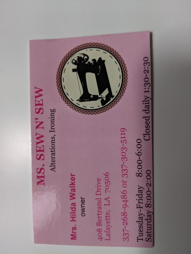 MS SEW N SEW SPECIALTY Updated July 2024 408 Bertrand Dr, Lafayette