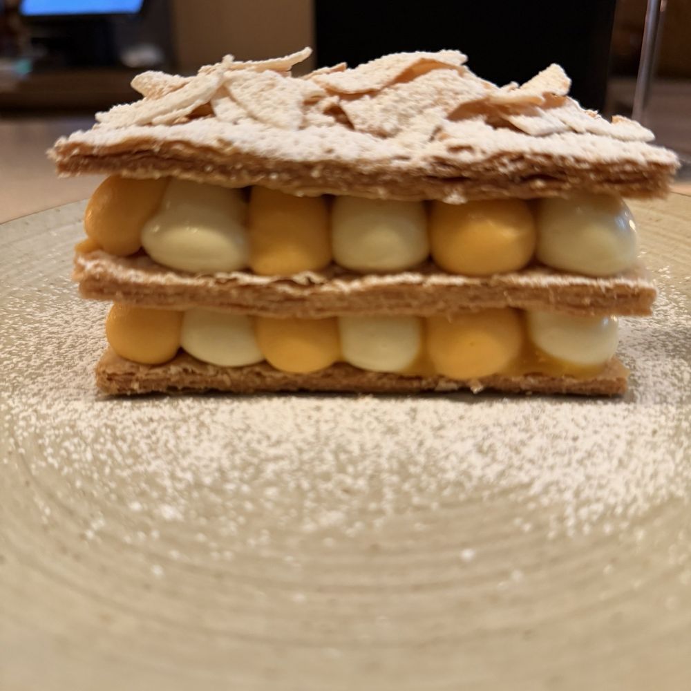 Osteria Giulia - MILLEFOGLIE al COCCO White Chocolate & Coconut Mille-Feuille with Tropical Fruit - Italian Near Me - Toronto, Ontario Osteria Giulia - MILLEFOGLIE al COCCO White Chocolate & Coconut Mille-Feuille with Tropical Fruit - Italian Near Me - Toronto, Ontario