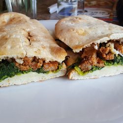Trattoria Da Gina - Sub with Italian sausage and rapini.