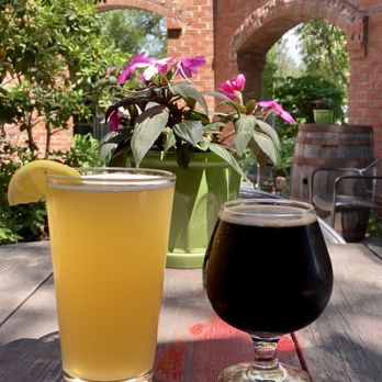 Angry Minnow Brewing - two beers on a table - Brewpubs Near Me - Hayward, Wisconsin