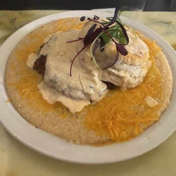 Crave - Salmon croquettes with cheese grits - Comfort Food Near Me - Greenville, South Carolina Crave - Salmon croquettes with cheese grits - Comfort Food Near Me - Greenville, South Carolina