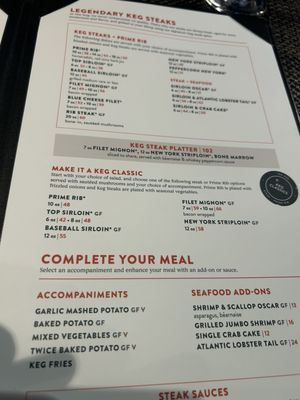 Menu photo 3 The Keg Steakhouse + Bar - Arlington Arlington, TX Menu photo 3 The Keg Steakhouse + Bar - Arlington Arlington, TX