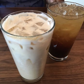 Brewers Row - Left: Horchata Latte, Right: Iced Americano - New Mexican Cuisine Near Me - Tacoma, Washington
