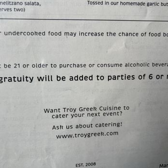 Troy Greek Cuisine - The add tip for larger parties - Greek Near Me - Berkeley, California Troy Greek Cuisine - The add tip for larger parties - Greek Near Me - Berkeley, California