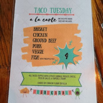 La Casa Restaurant - Taco Tuesday menu - Mexican Near Me - Rochester, New York