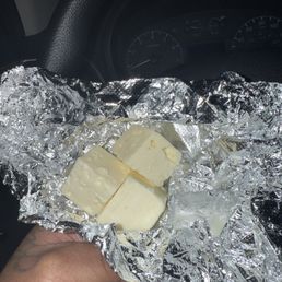 Blocks of feta cheese instead of on the sandwich like I asked