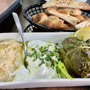 Sara's Kebab House - Mixed appetizer 3 kinds - yogurt sauce and Dolmas were outstanding - Turkish Near Me - Clearwater, Florida