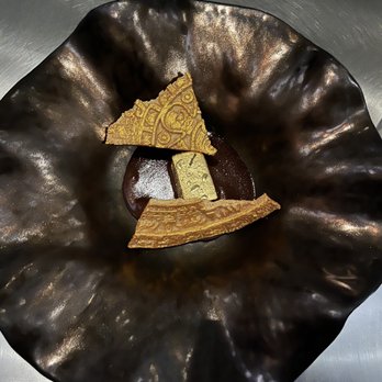 Alinea - Mole with edible gold crusted squash - New American Near Me - Chicago, Illinois