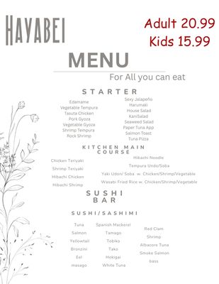 Menu photo 1 Hayabei Sushi Souderton, PA Menu photo 1 Hayabei Sushi Souderton, PA