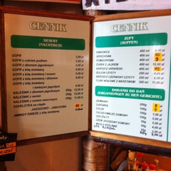 Schronisko na Śnieżniku im. Zbigniewa Fastnachta - Menu Bufety