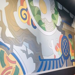 Cute mural design on back wall Cute mural design on back wall