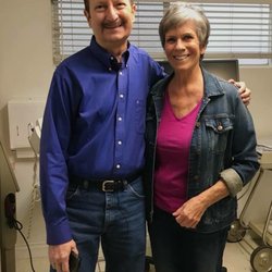 Laguna Beach Community Clinic - Local artist & patient Sue Thompson with Board Member & patient Ed Lucero