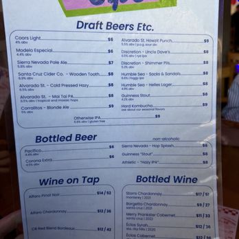 Churchill & Beers - Drink Menu - Pizza Near Me - Aptos, California