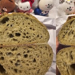 Artisan Cottage Sourdough Bakers - Inside of the Spinach Garlic and Onion sourdough bread
