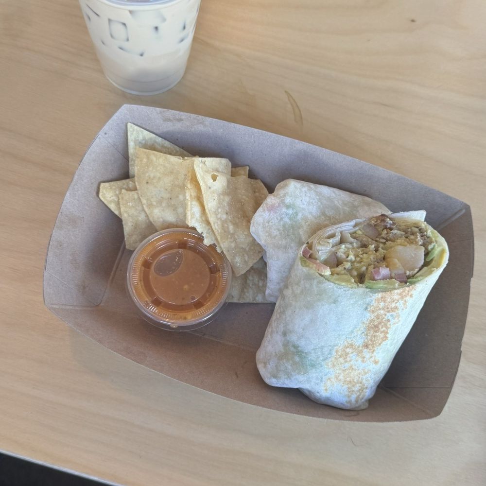 Cow Cafe - Breakfast Burrito n iced coffee - Cafes Near Me - Los Angeles, California