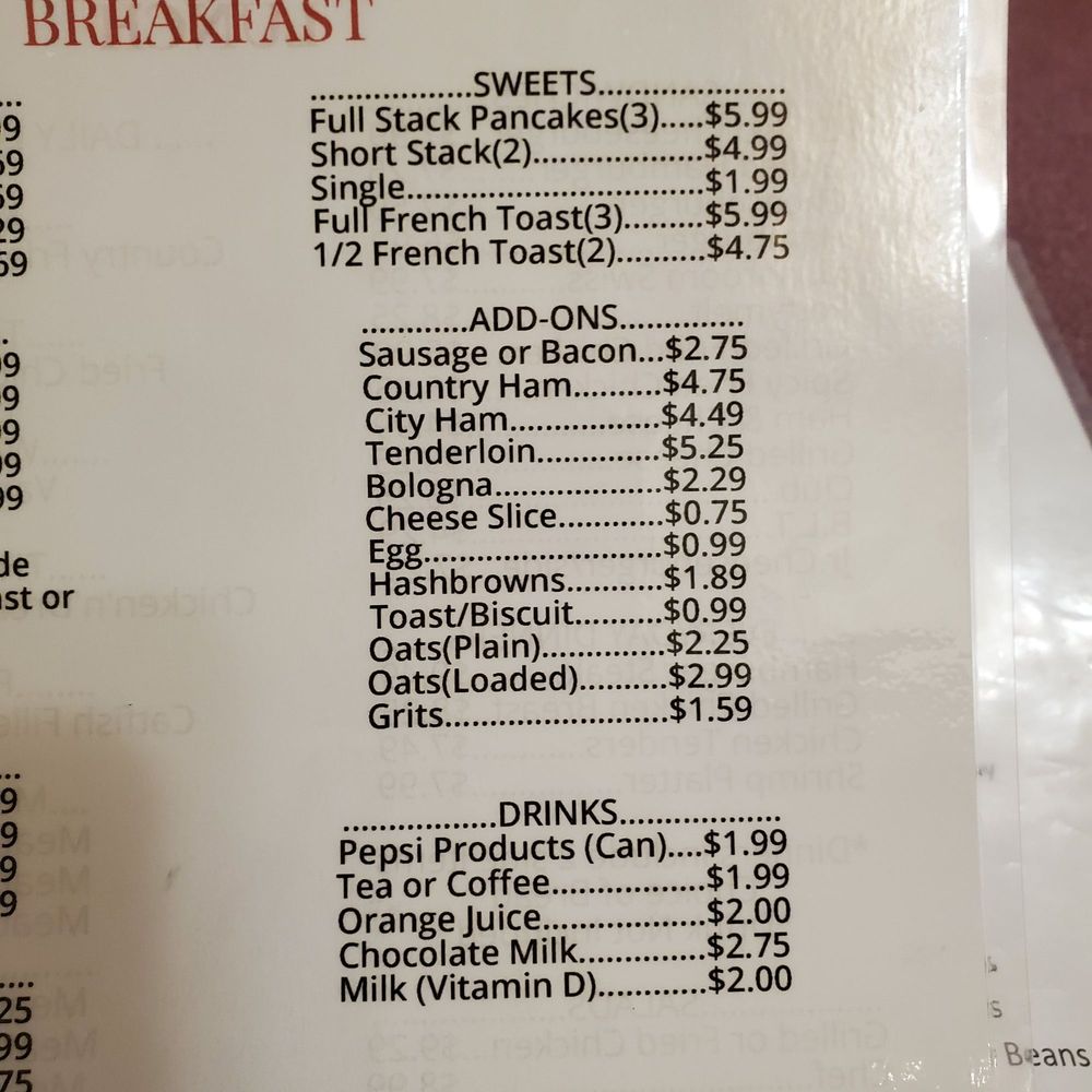 Donna's Restaurant - Menu as of 9-23-22 - Southern Near Me - Dickson, Tennessee Donna's Restaurant - Menu as of 9-23-22 - Southern Near Me - Dickson, Tennessee
