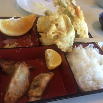 Rolla Cabin - bento box - soggy tempura crust, good gyoza, rice, salad - Japanese Near Me - Hayward, California Rolla Cabin - bento box - soggy tempura crust, good gyoza, rice, salad - Japanese Near Me - Hayward, California