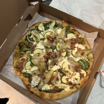 Duomo Pizza - Make your own: Duomo crust, pesto sauce, fresh mozzarella, artichokes, bacon, zucchini, spinach, garlic, and ricotta cheese. - Pizza Near Me - Corona, California