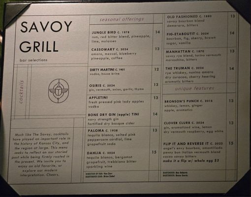 Menu photo 2 The Savoy Kansas City, MO Menu photo 2 The Savoy Kansas City, MO