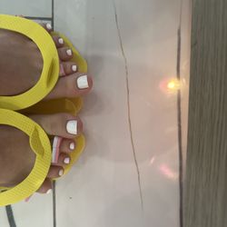 Glamorous Nails & Spa - Classic Pedicure- regular white nail polish