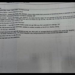 Haddon Oral Surgeons, PA - The paperwork where they described my concern, phone call as a mother on a "rampage ".