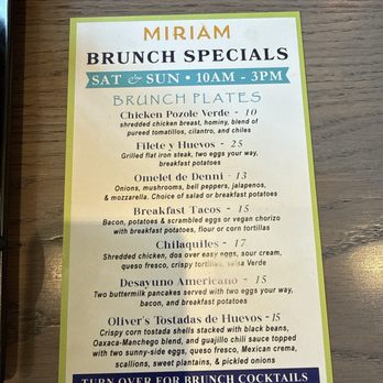 Miriam Cocina Latina - Brunch Menú - Latin American Near Me - Coppell, Texas