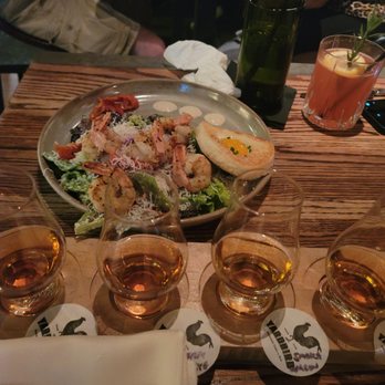 Yardbird - Chicken and waffles. Local burbon flight. Ceasar salad with shrimp. Mac and cheese. Asparagus. - Southern Near Me - Las Vegas, Nevada Yardbird - Chicken and waffles. Local burbon flight. Ceasar salad with shrimp. Mac and cheese. Asparagus. - Southern Near Me - Las Vegas, Nevada