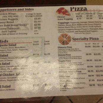 Arno Pizza - The back of the menu - Italian Near Me - Louisville, Kentucky