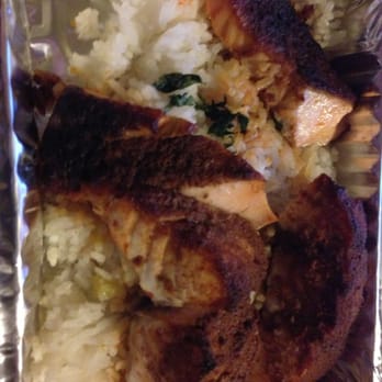 The Cup & Saucer - Chili rubbed salmon and mango rice - Specialty Food Near Me - Auburn, Alabama The Cup & Saucer - Chili rubbed salmon and mango rice - Specialty Food Near Me - Auburn, Alabama